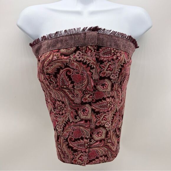 True Meaning Two Piece Skirt/Top Set in Paisley Brocade w/Contrasting Trim-Sz 6 - Picture 3 of 13